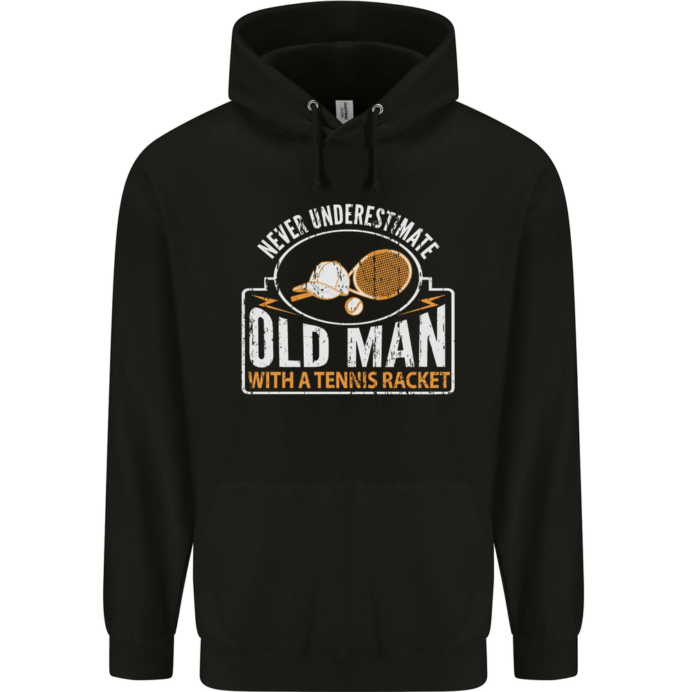 An Old Man Tennis Racket Player Mens 80% Cotton Hoodie