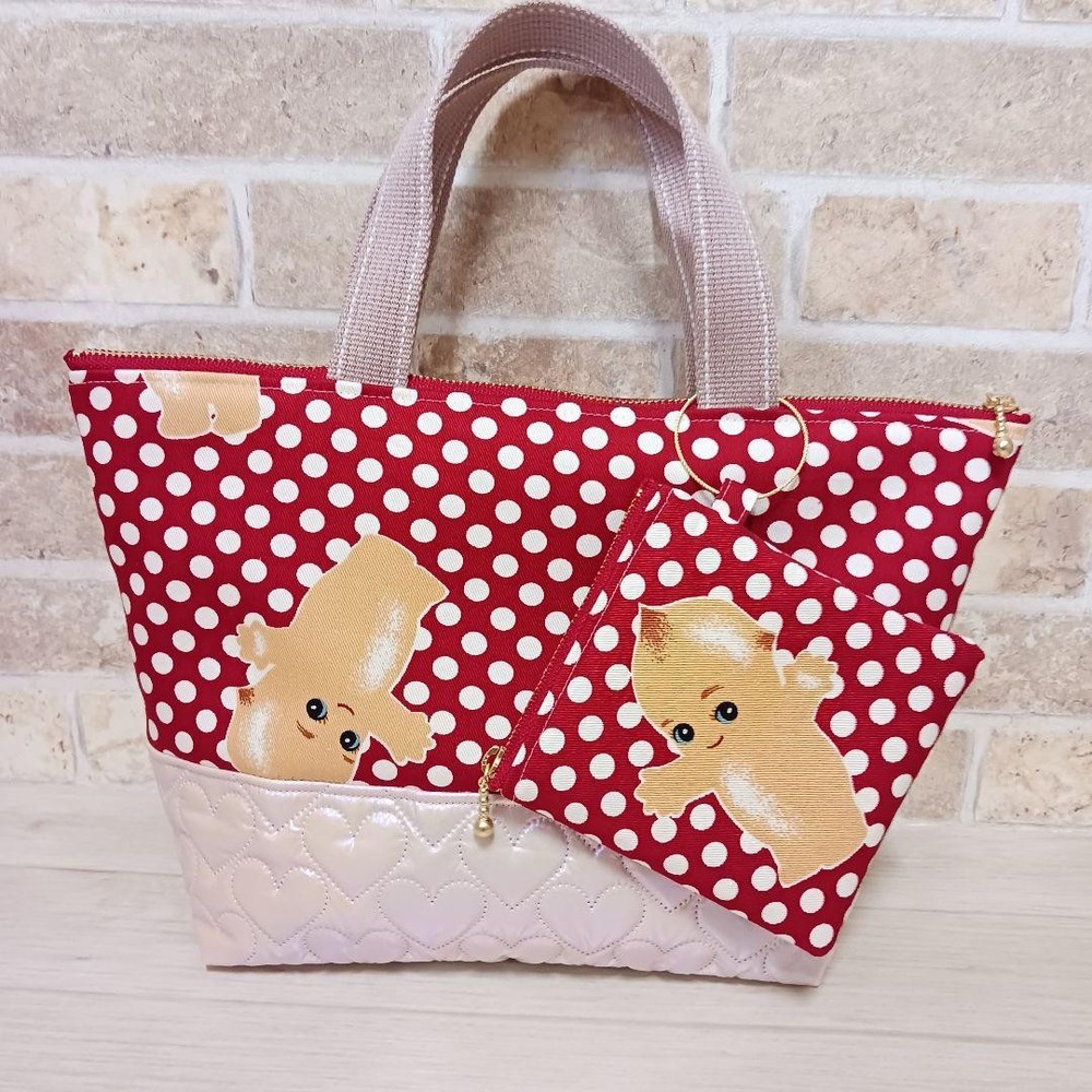 Handmade tote bag pouch Kewpie-chan Aurora 2 piece set #0d9664