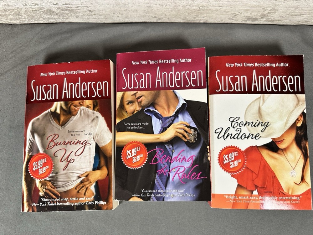 Susan Andersen Romance Paperback Book Lot of 3 Burning Up Coming Undone Bending