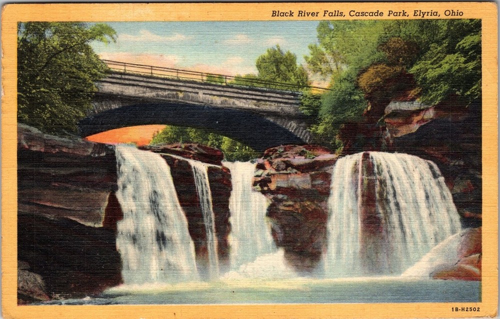 Elyria OH-Ohio, Black River Falls, Cascade Park, Vintage Postcard
