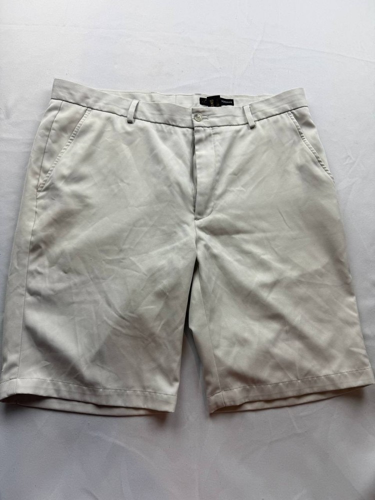 Greg Norman Golf Shorts Mens Size 36 Beige Performance Chino Lightweight Stretch