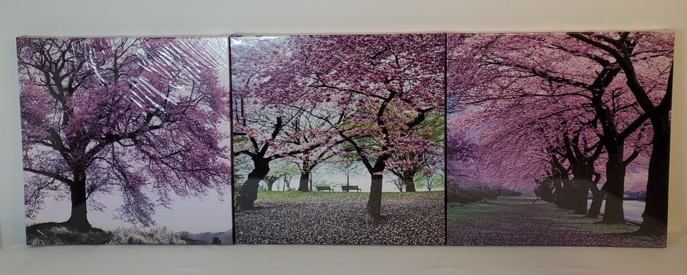 Triple Trees Purple Canvas Art Print Set 15