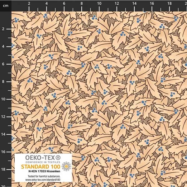 Stof European Quilting Colour Rhythm Graphic Leaves Sand Cotton Fabric By Yd