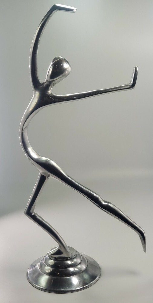 Elegant Abstract Ballerina Rotating Sculpture on Aluminum Pedestal-image