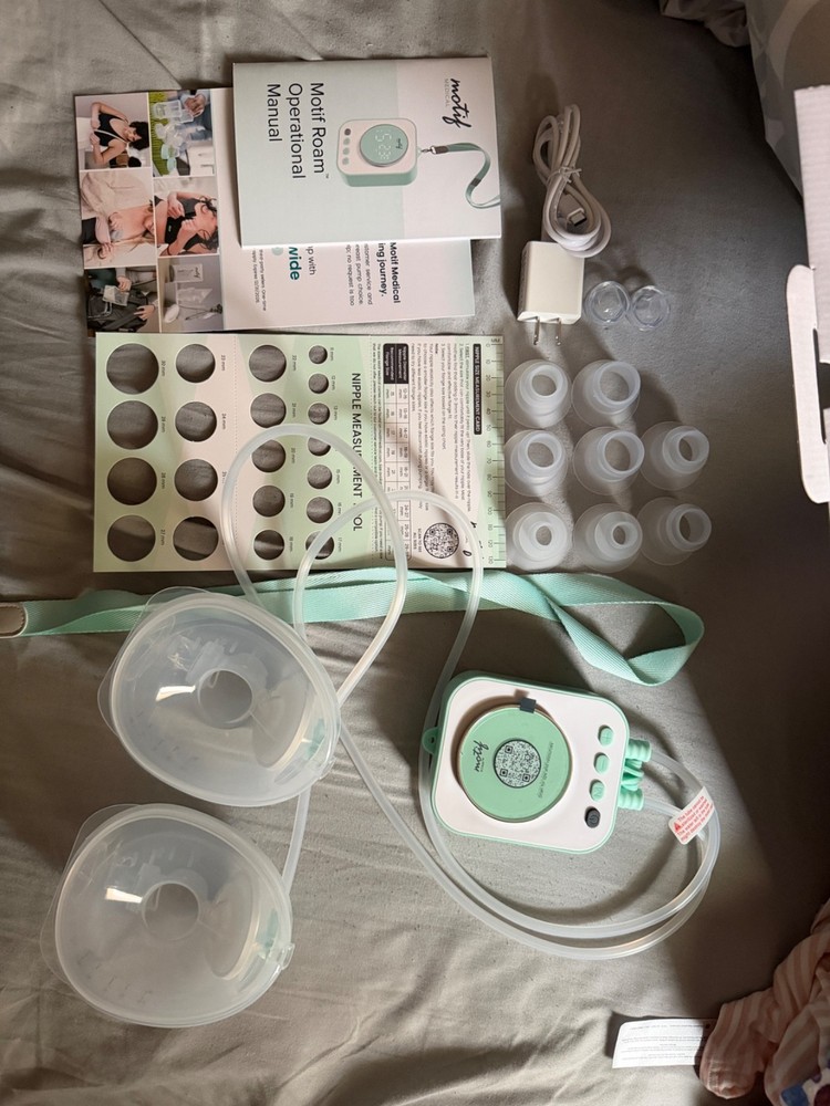 Motif Roam Double Electric Breast Pump Portable Multiple Flange Sizes Included