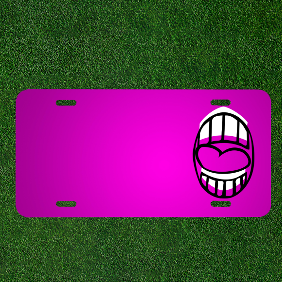 Custom Car License Plate with Names on Tongue Teeth Design