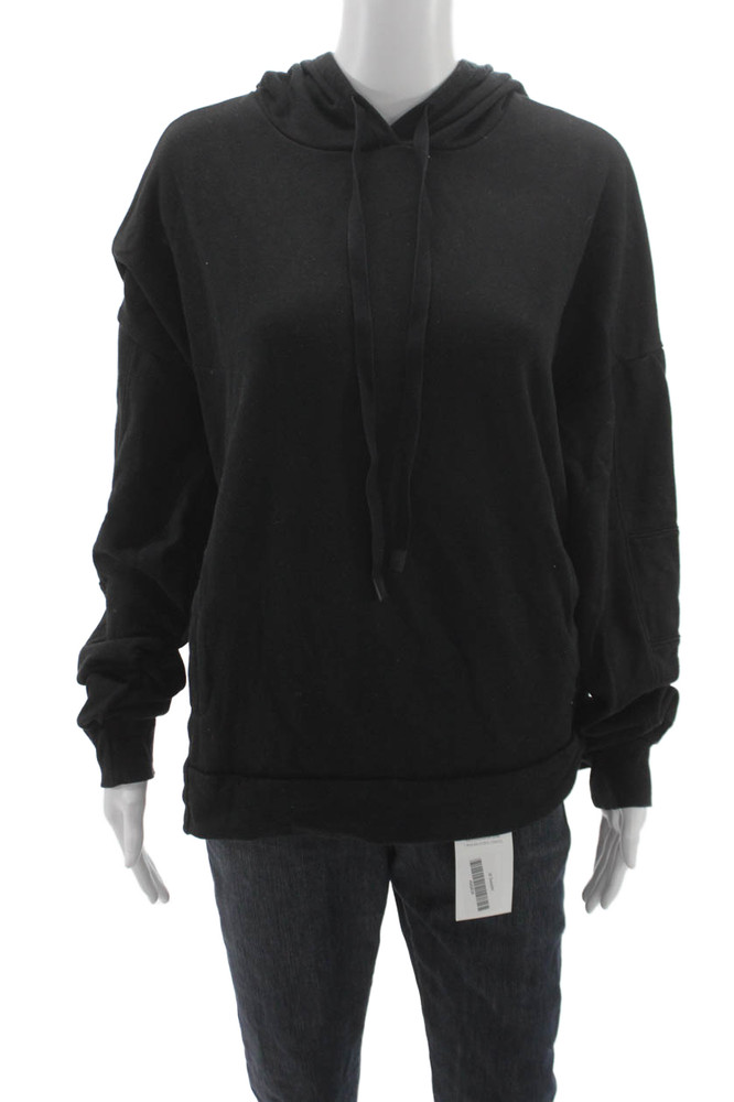 Alo Unisex Pullover Hoodie Black Drawstring Cotton Long Sleeve Size MFree Shipping in US $100+ Orders | $6.95 Orders Below