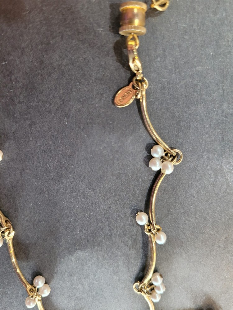 Napier Vintage Faux Pearl Gold Tone Necklace