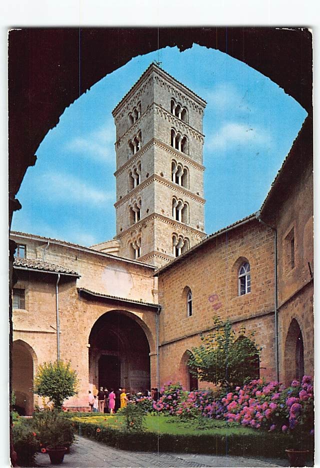 Postcard Chiostro Gotico e Campanile Monastero S. Scolastica Subiaco Italy