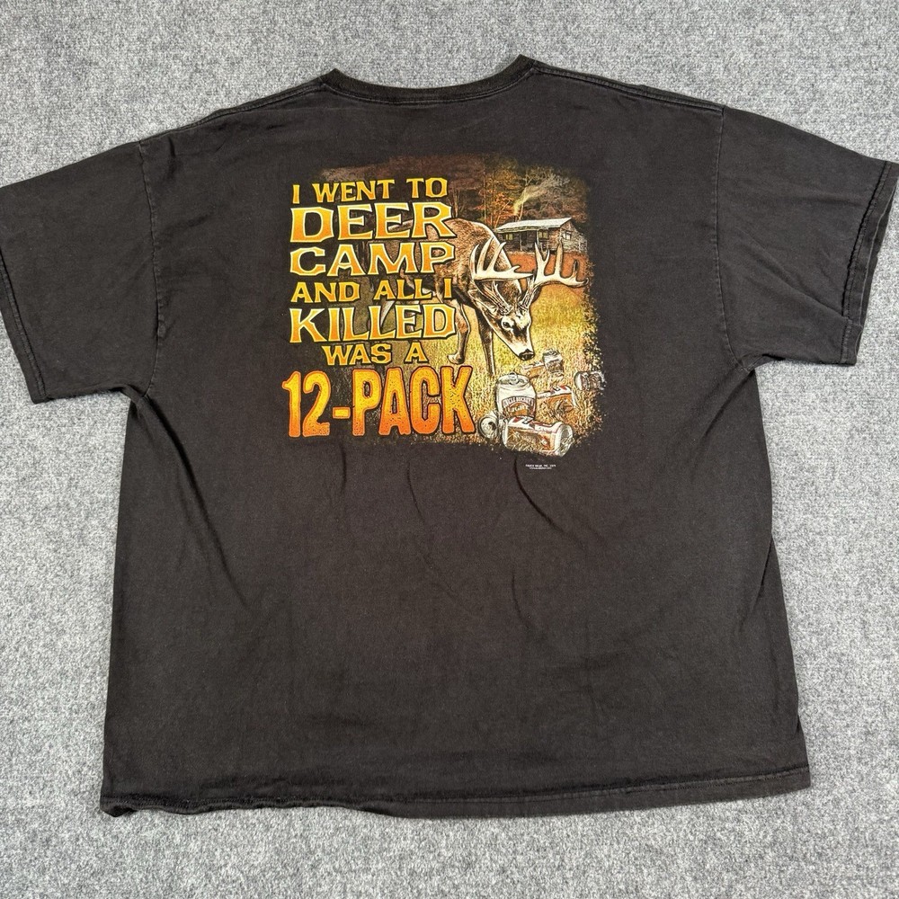 🦌 Vintage Buck Wear Deer Camp 12 Pack Funny Hunting T Shirt Mens XL Black
