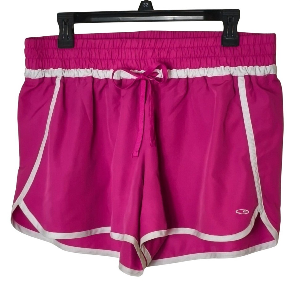 C9 Champion Womens XL Athletic Running Shorts Pink White Sporty Workout Active