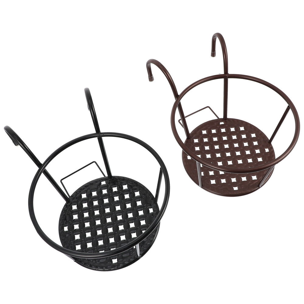 2 PCS Balcony Pot Stands Flower Guardrail Hanging Fashionable Rack