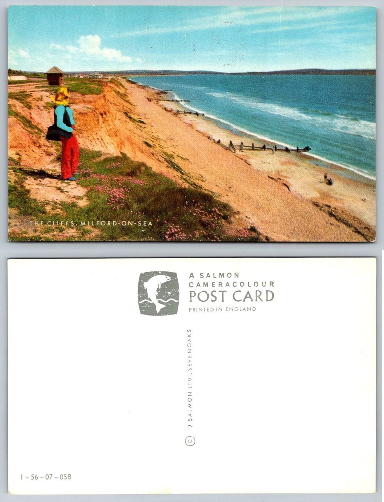 Vintage Milford-on-Sea Cliffs Seascape Postcard, J Salmon CameraColour England