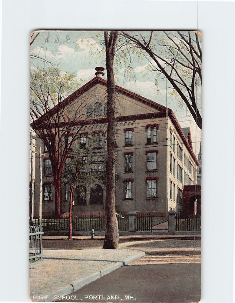 Postcard High School Portland Maine USA