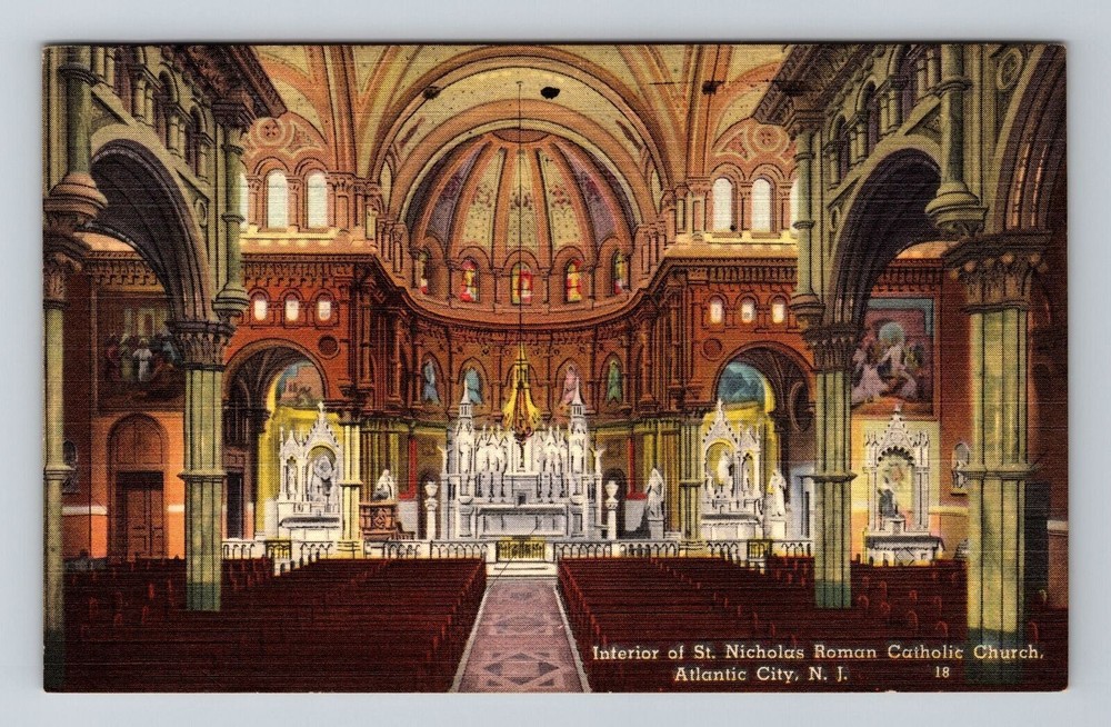 Atlantic City NJ-New Jersey St. Nicholas Roman Catholic Church Vintage Postcard