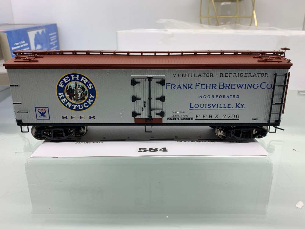 584 Atlas 40' Wood Refrigerator Car Frank Fehr Brewing Co. FFBX O Scale 2 Rail