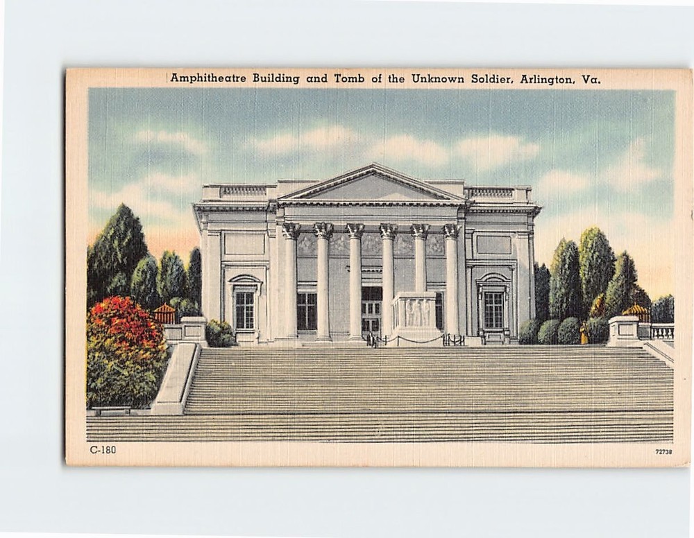 Postcard Amphitheatre Building & Tomb of the Unknown Soldier Arlington Virginia