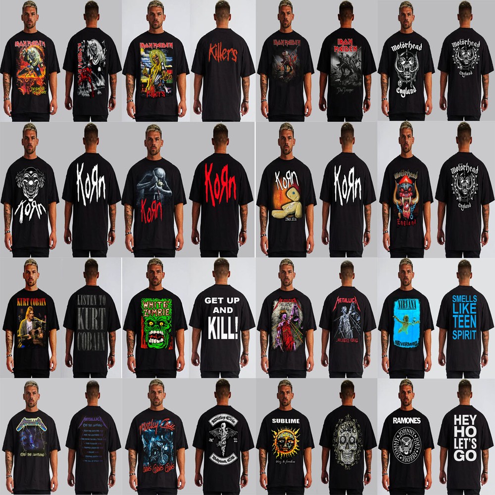 IRON MAIDEN METALLICA KORN PUNK ROCK T SHIRTS FRONTAND BACK PRINTS MEN'S SIZES