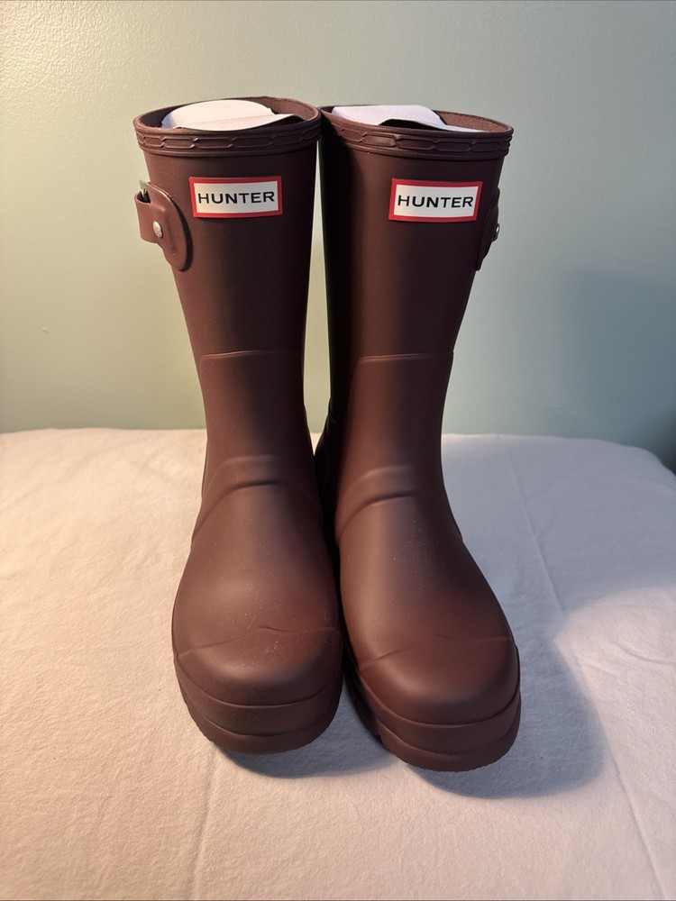 Hunter Original Short Ruskea Brown Men's Size US 8 Waterproof Boot