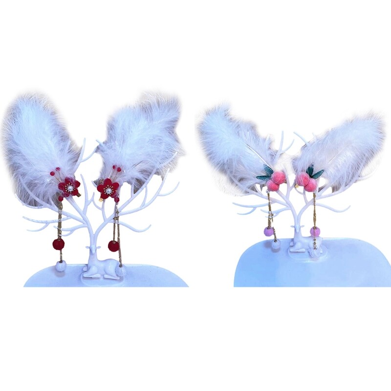 Peach Flower Hair Clips Tassel Hairpins Vintage Hair Styling Tools