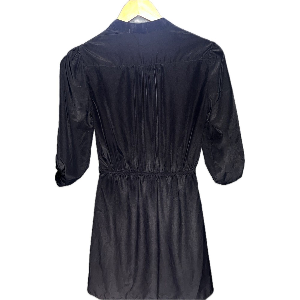 Charlotte Russe Black Button Front Roll Tab Sleeve Mini Dress Womens Small