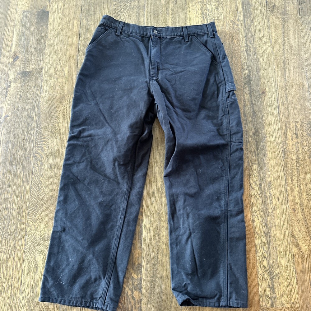 Carhartt Flannel Lined Carpenter Pants Men’s 38x30 (36x29) B111 BLK Workwear
