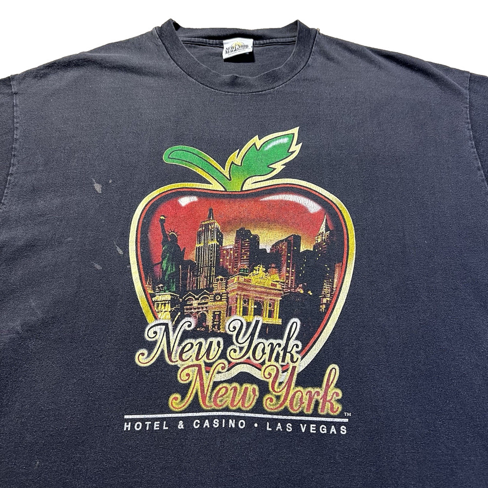 Vintage Las Vegas New York NY Casino T Shirt Mens XL Black 90s Faded Graphic Tee