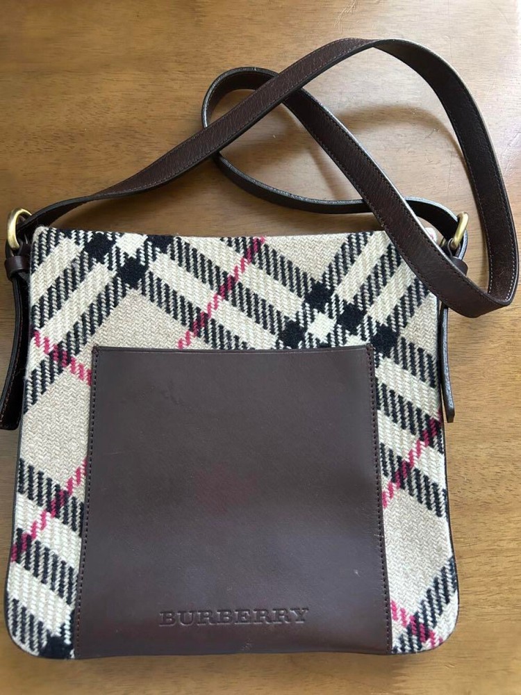 Burberry Shoulder Bag Nova Check Tweed Beige Authentic F10251717