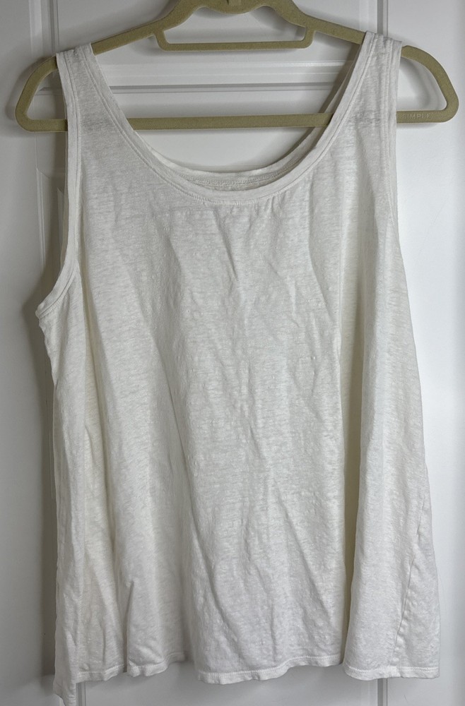 Eileen Fisher Organic Linen Tank Top, Ivory, Women’s Size XL