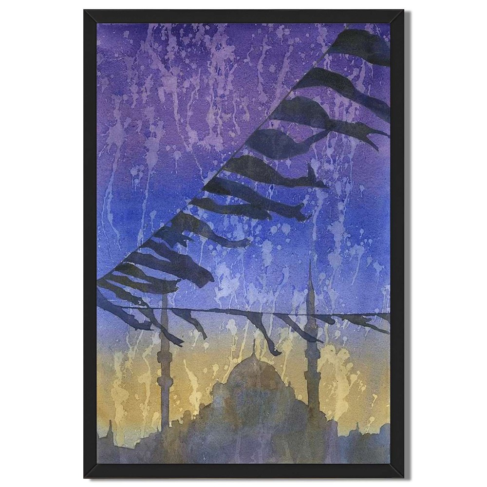 Sunset Mosque Skyline Framed Canvas Print Islamic Architecture Wall Art Decor