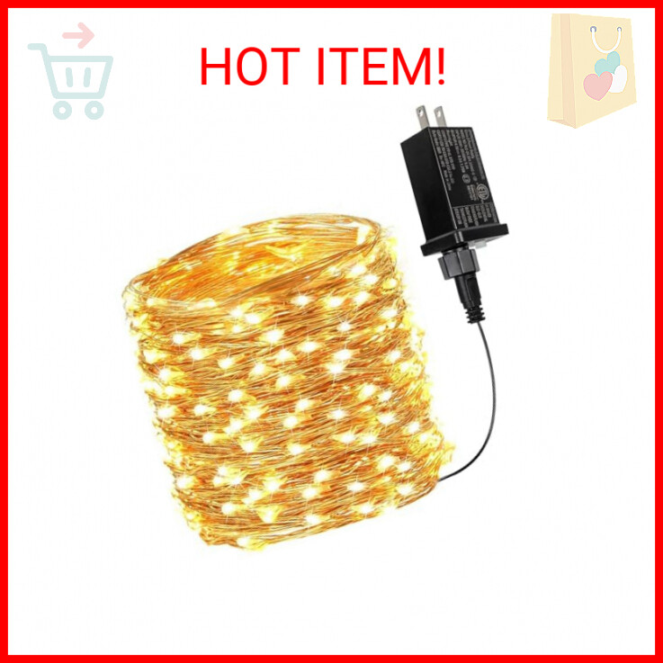 66Ft 200 LED Fairy Lights Plug in, Waterproof String Lights Outdoor 8 Modes Chri