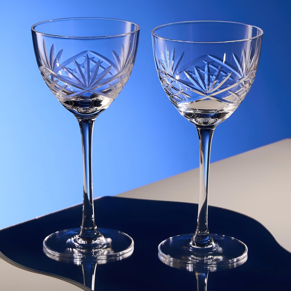 Nick Nora Cocktail Mocktail Vintage Glasses 2 Set Handcrafted 5Oz Lead-Free Port