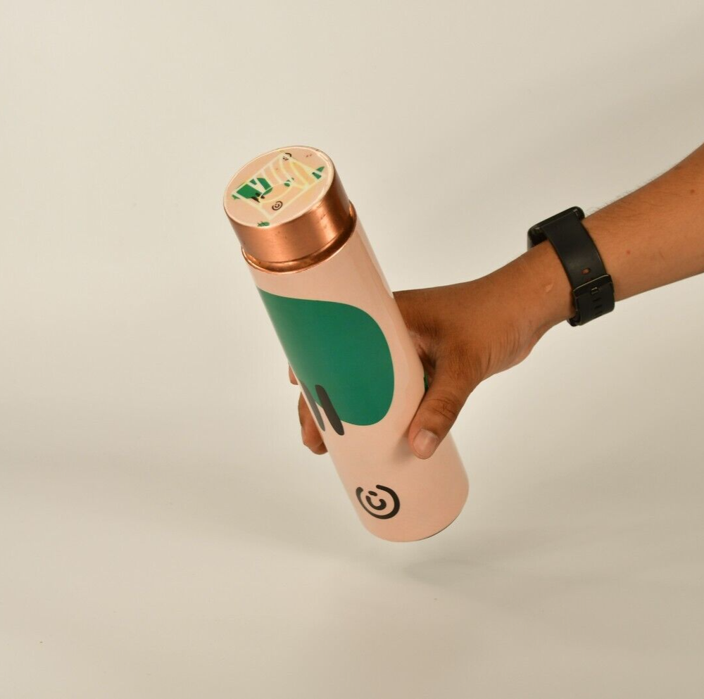 Attractive Look Abstract art designed Copper Water Bottle With Leak Proof-image