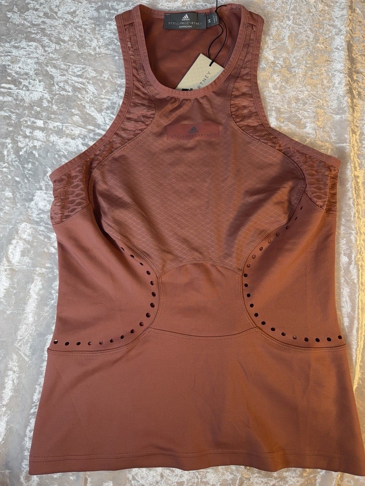 Adidas Stella McCartney Barricade Tank Top M Dusty Rose Mesh Athletic NWT