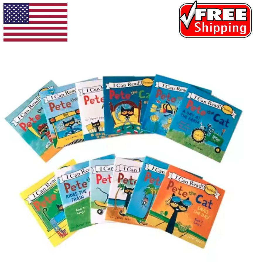 Pete the Cat I Can Read Phonics Kids Books Lot 12, Best Gift Kids on Christmas