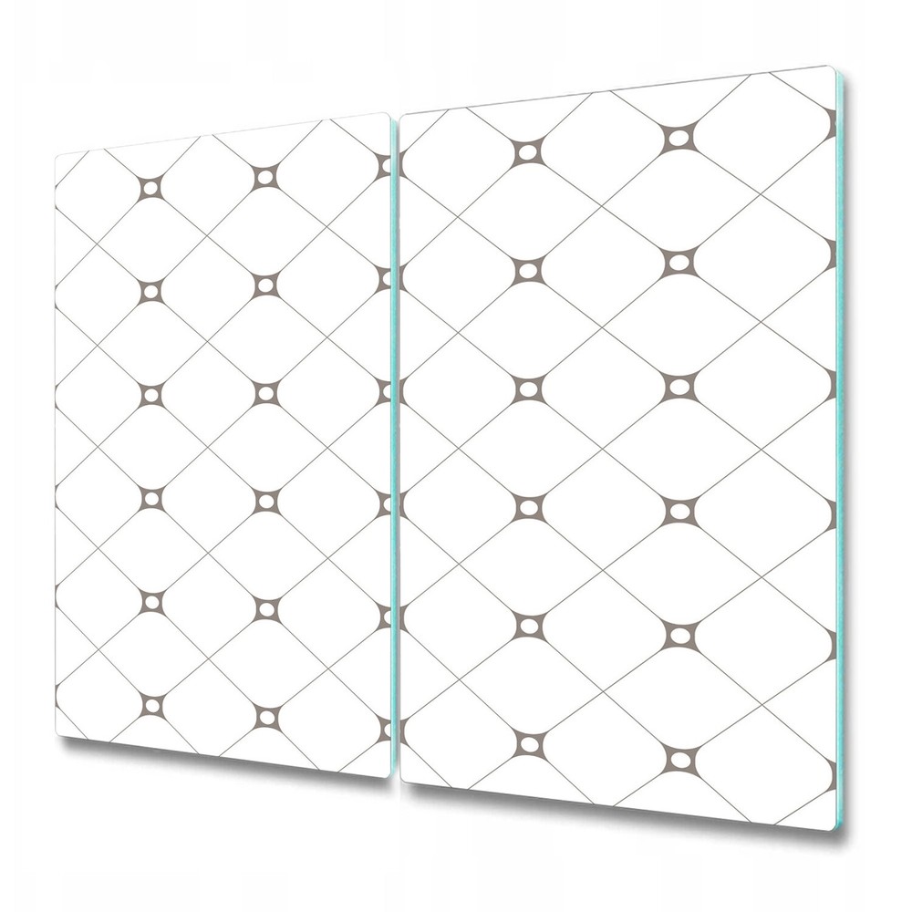 Glass Chopping Board Connected Squares Geometry Grey & White Figure Modern