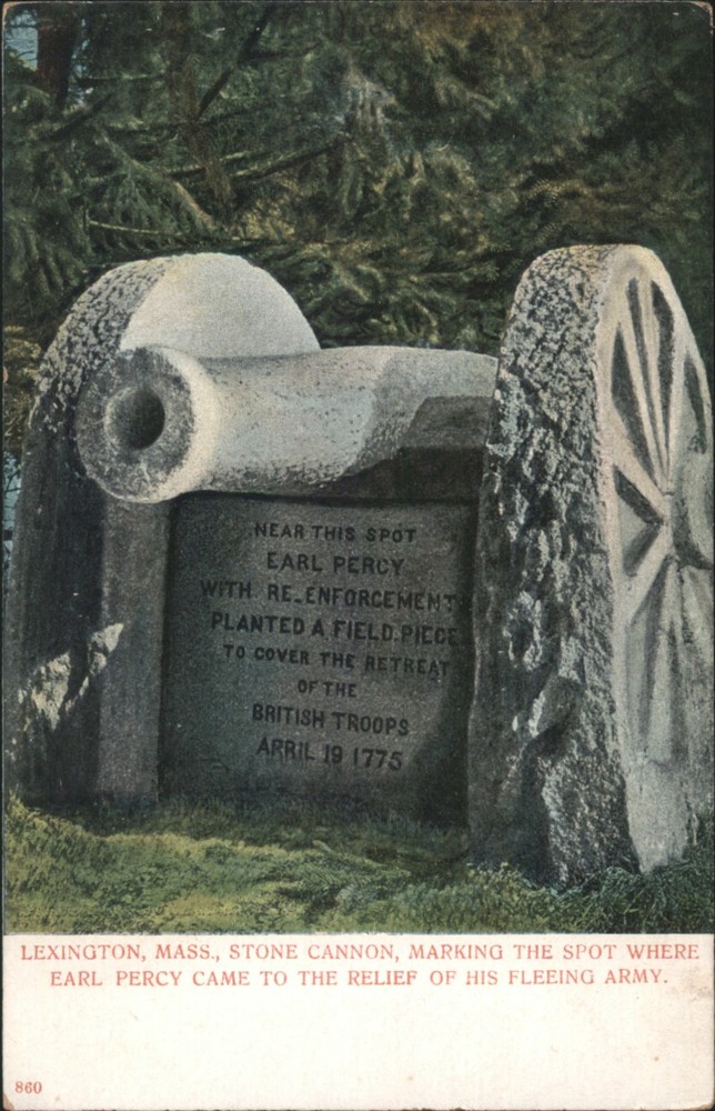 Lexington, Massachusetts MA Lexington, Stone Cannon, Earl Percy Retreat, 1775