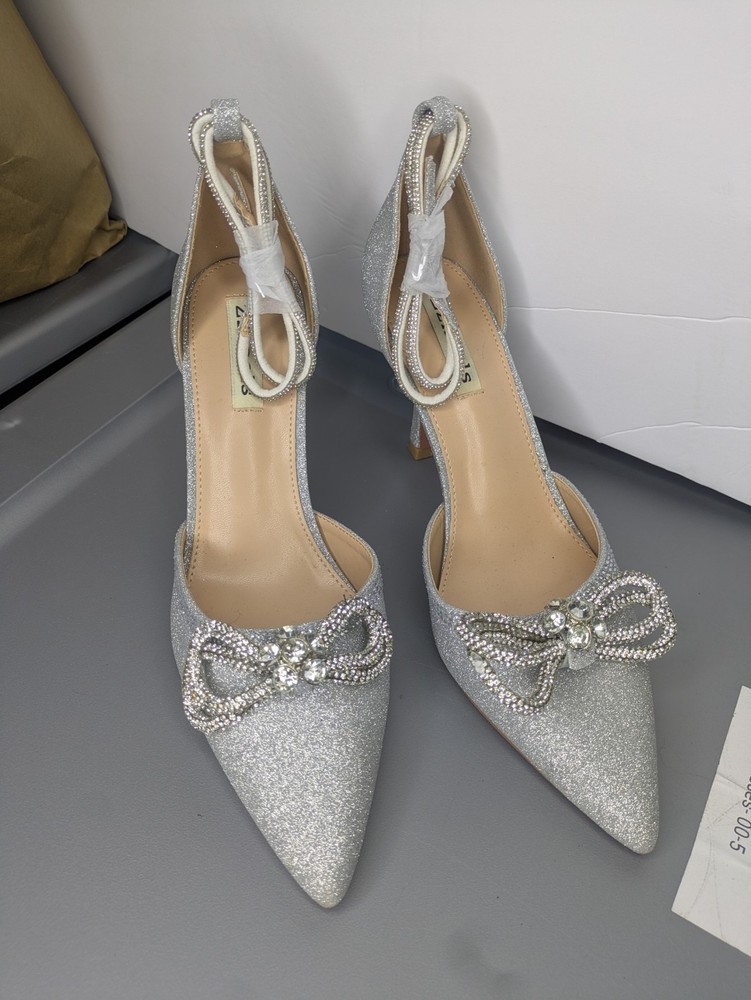 Zzheels Size 9.5 Double Bow Silver Glitter 3.5