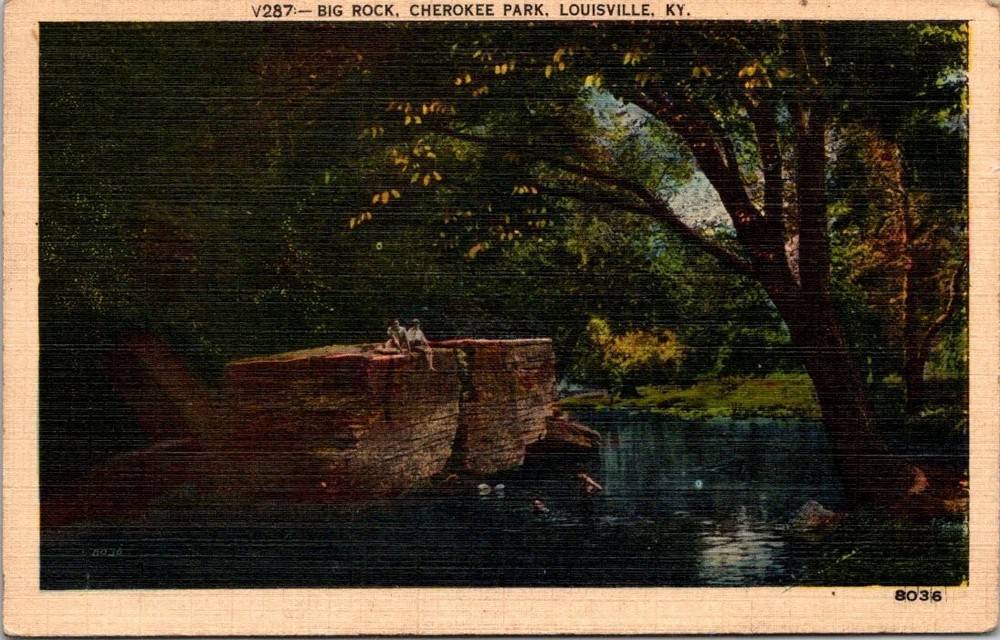1940s The Big Rock at Cherokee Park Louisville Kentucky Vintage Postcard