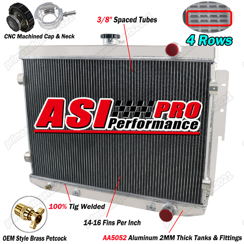 4 Row Aluminum Radiator Fits 1973-1978 Dodge Charger Mopar 440 Big Block 7.2L V8