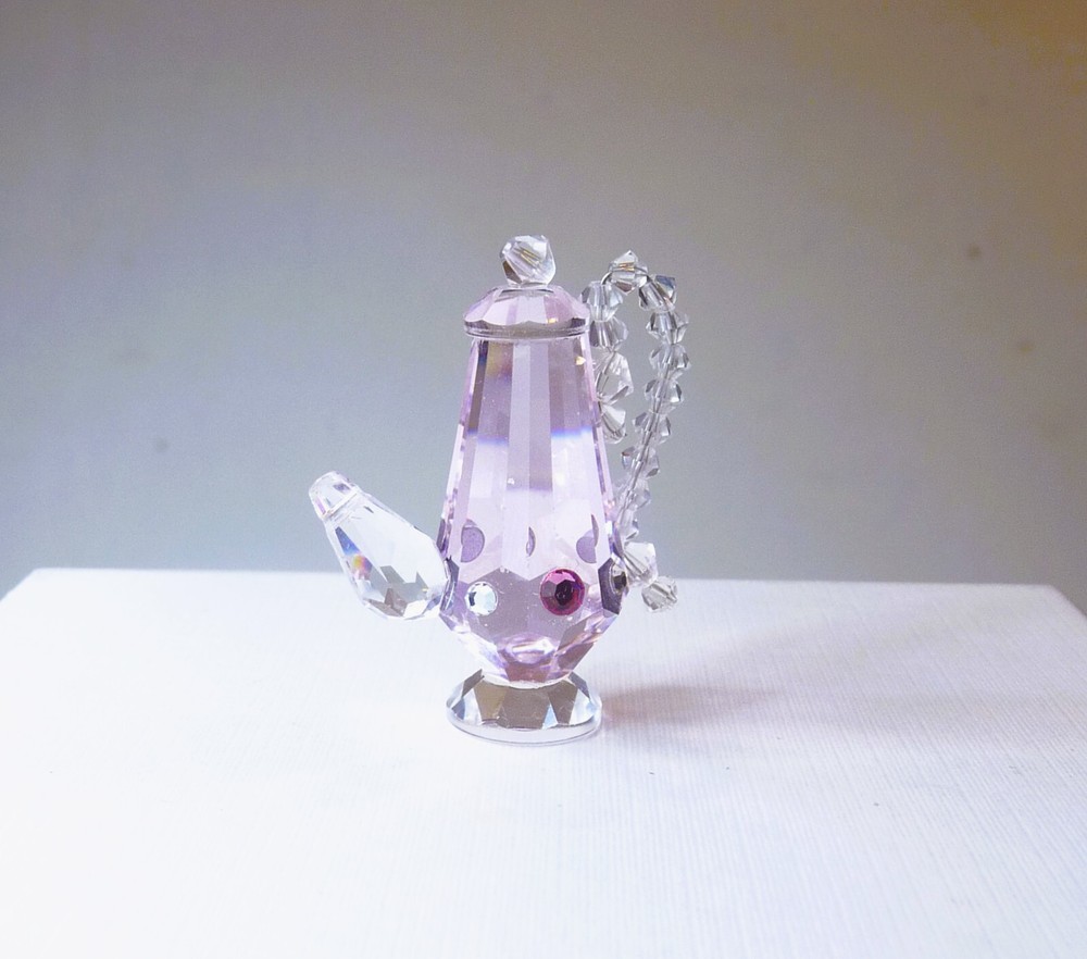 Rare Vintage Austrian Crystal Miniature Pink Coffee Pot