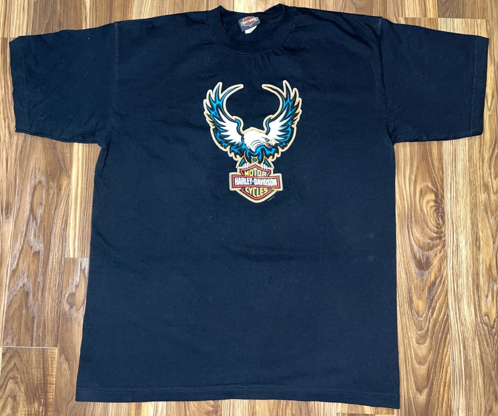 Harley Davidson Vintage Shirt Mens XL Black Bald Eagle 2004  T-shirt Made In USA