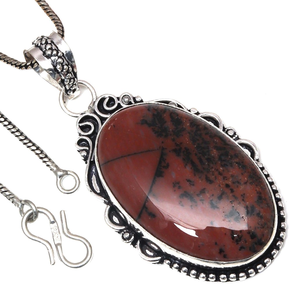 Pendant HunnyDendritic Gemstone Valentine'Day Silver Jewelry 2.25