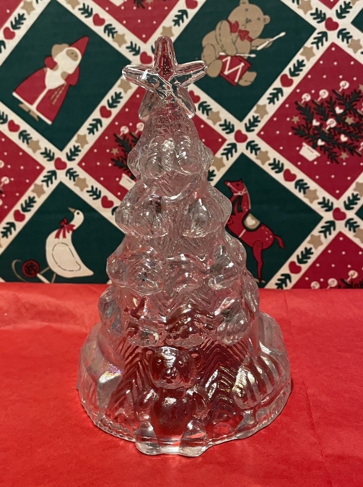 Vintage Iridescent Glass 6” Christmas Tree Teddy Bear