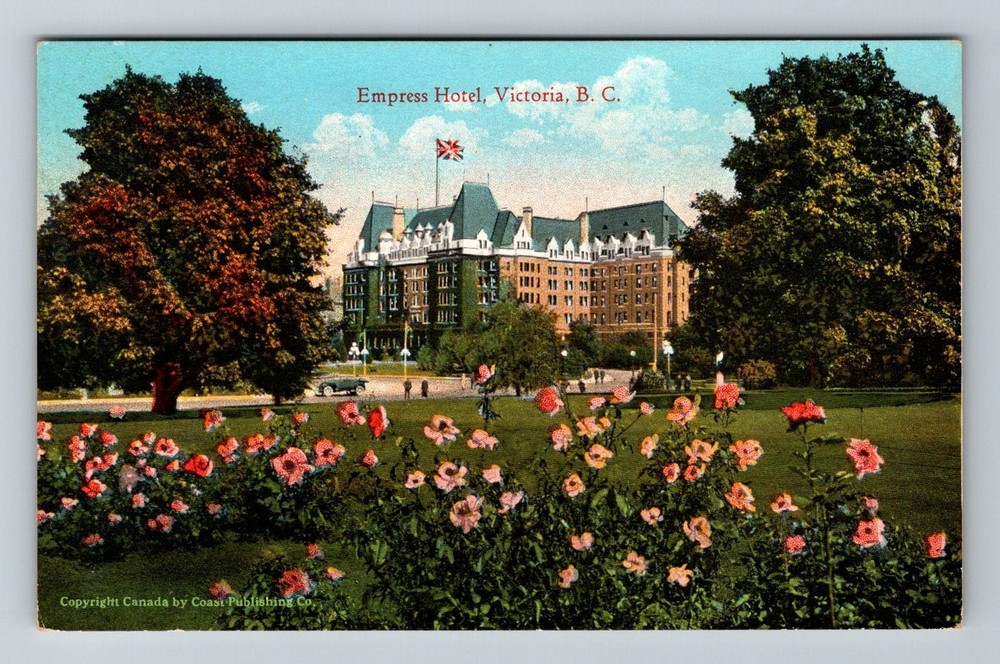 Canada- Victoria B.C Empress Hotel & Gardens Souvenir Old View Vintage Postcard