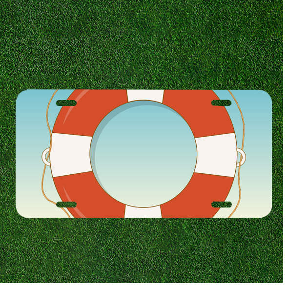 Custom Personalized License Plate Auto Tag With Life Guard Tube Design Art