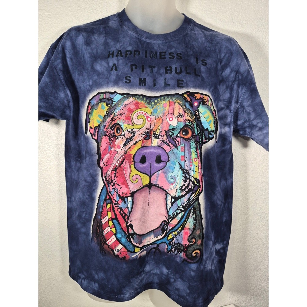 The Mountain Pit Bull Dog Graphic Tie Dye T-Shirt Blue Mens Large Dean Russo