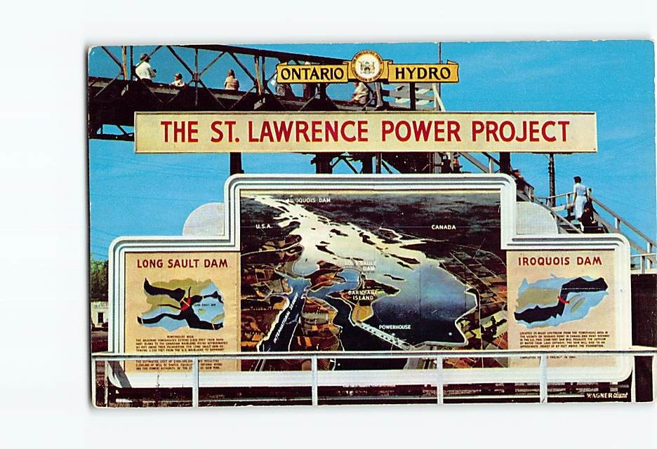 Postcard Billion-Dollar St. Lawrence River Seaway & Power Project USA-Canada