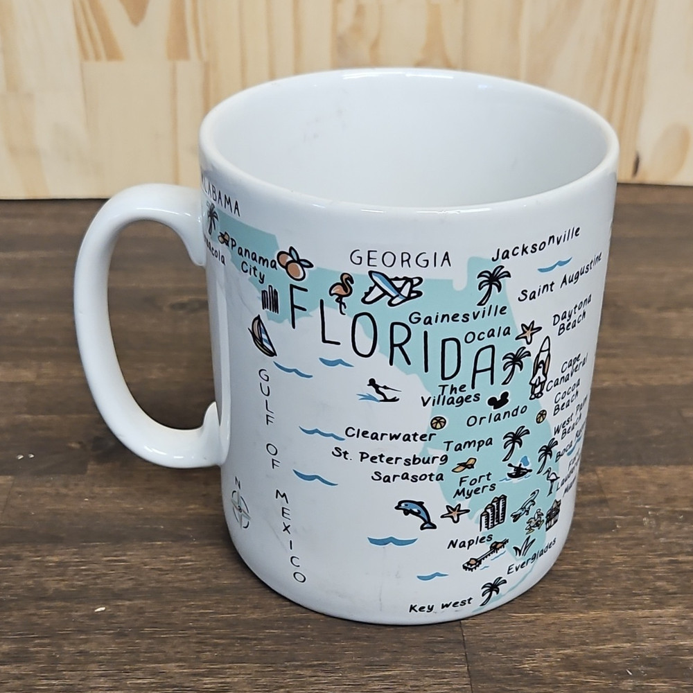 HUGE 222 Fifth My Place Florida Map oversized jumbo Coffee Mug Fine China
