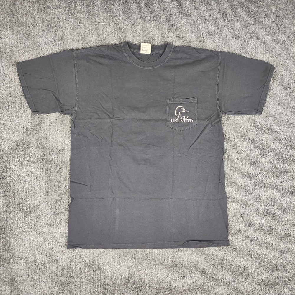 Ducks Unlimited Shirt Mens Large Gray Dog Lab Back Graphic Hunting Tee